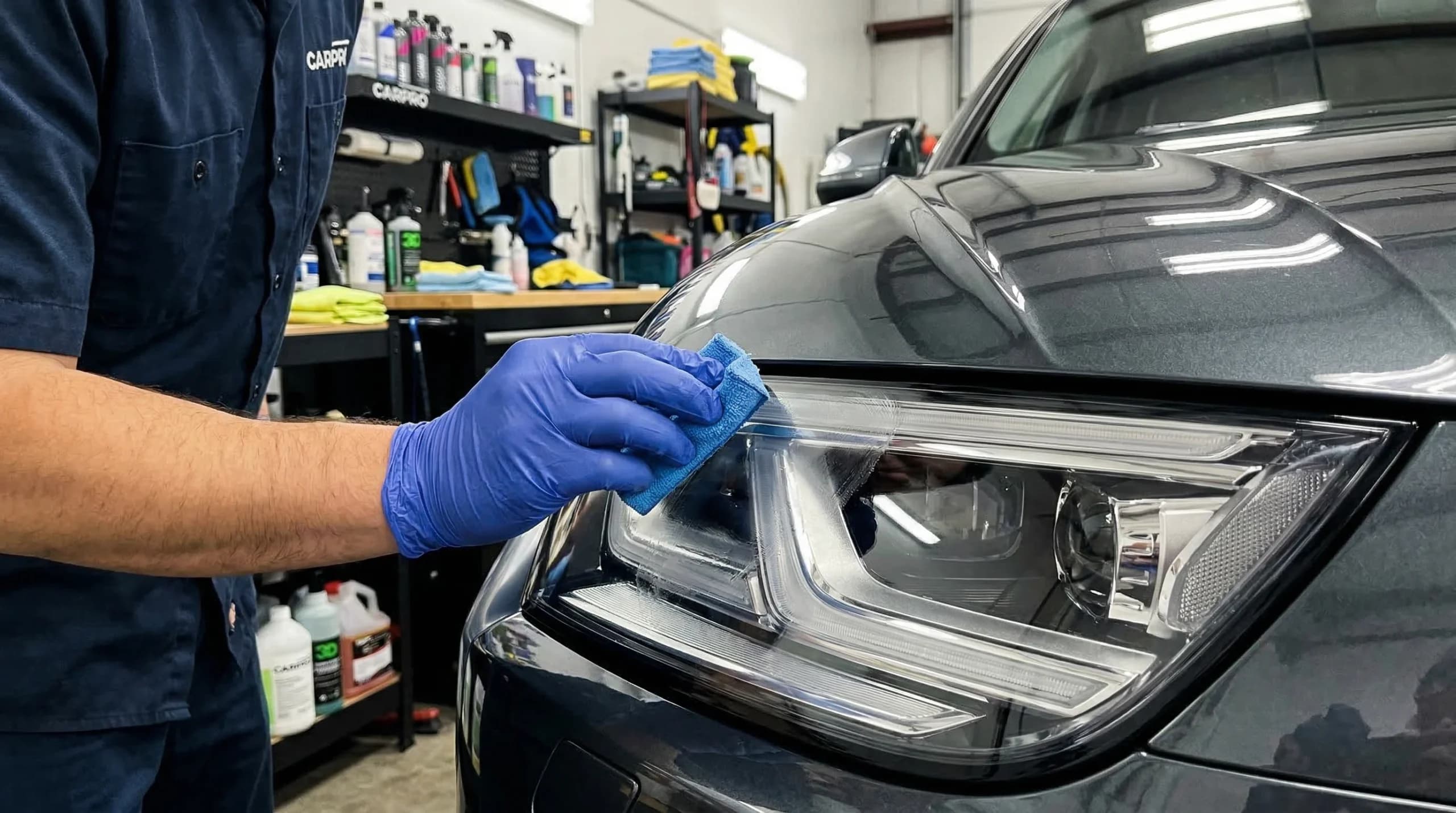 Nettoyage de phare de voiture