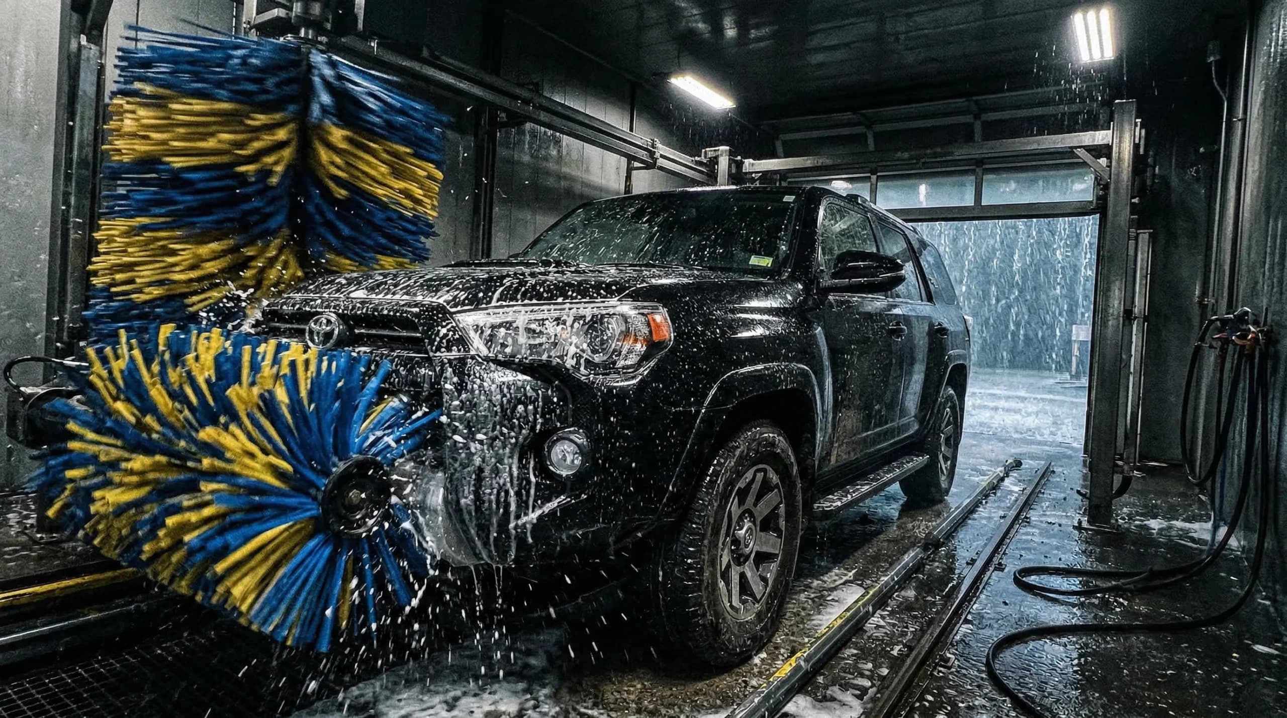SUV dans une station de lavage